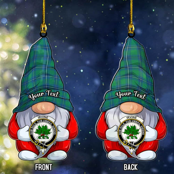 Scottish Irvine Clan Crest Tartan Christmas Gnome Ornament Custom Personalized Tartan Plaid 1