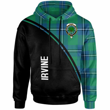 Scottish Irvine Clan Crest Tartan Curve Hoodie Front Side Tartan Plaid
