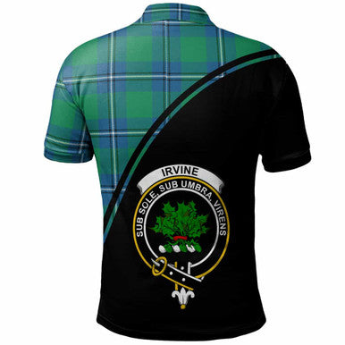 Scottish Irvine Clan Crest Tartan Curve Polo Shirt Back Side Tartan Plaid