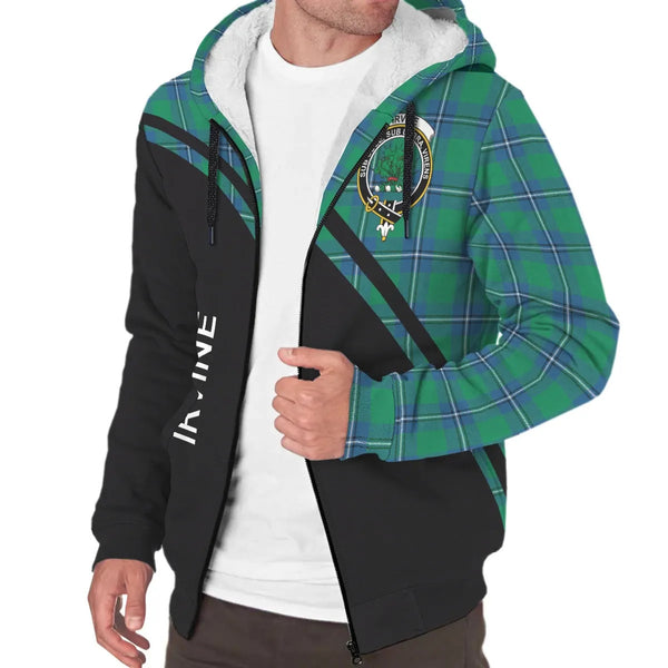 Scottish Irvine Clan Crest Tartan Curve Sherpa Hoodie