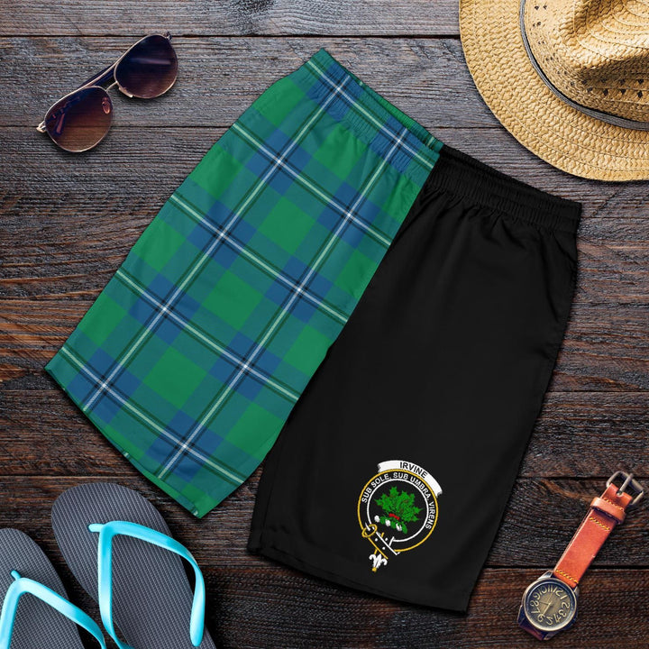Scottish Irvine Clan Crest Tartan Half of Me Men's Shorts
