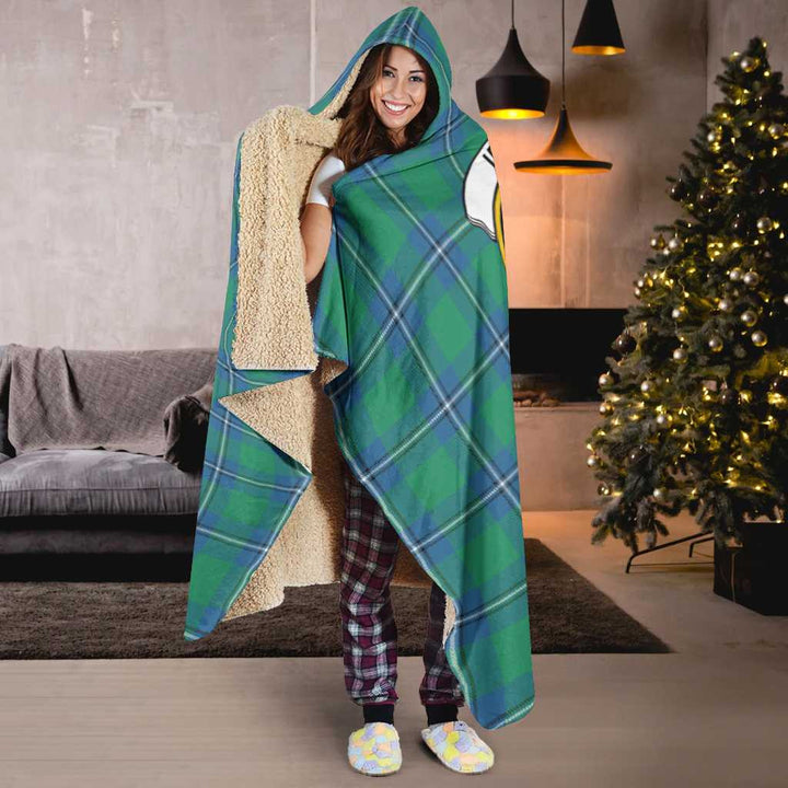 Scottish Irvine Clan Crest Tartan Hooded Blanket Tartan Plaid 6