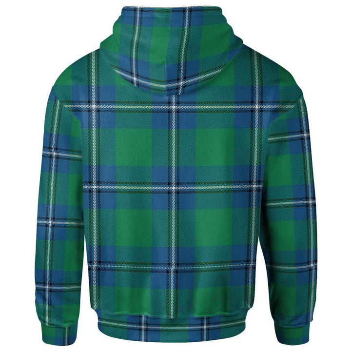 Scottish Irvine Clan Crest Tartan Hoodie Back Side Tartan Plaid