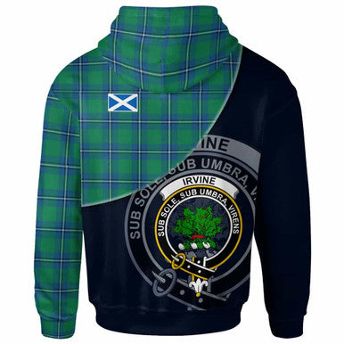 Scottish Irvine Clan Crest Tartan Hoodie - Bend Style Back Side Tartan Plaid