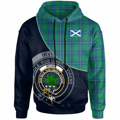 Scottish Irvine Clan Crest Tartan Hoodie - Bend Style Front Side Tartan Plaid