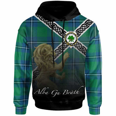 Scottish Irvine Clan Crest Tartan Hoodie - Scotland Lion Front Side Tartan Plaid
