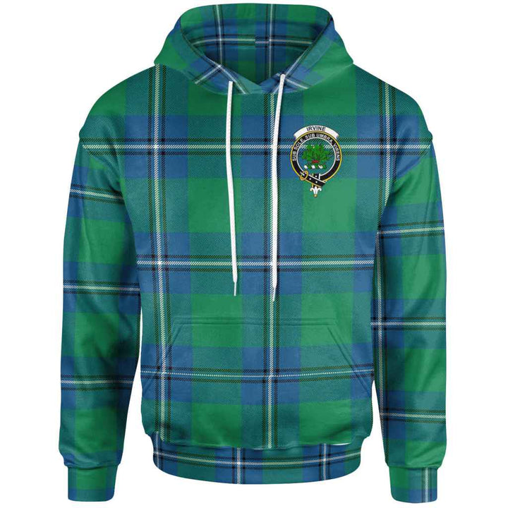 Scottish Irvine Clan Crest Tartan Hoodie Front Side Tartan Plaid