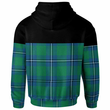 Scottish Irvine Clan Crest Tartan Hoodie - Horizontal Style Back Side Tartan Plaid