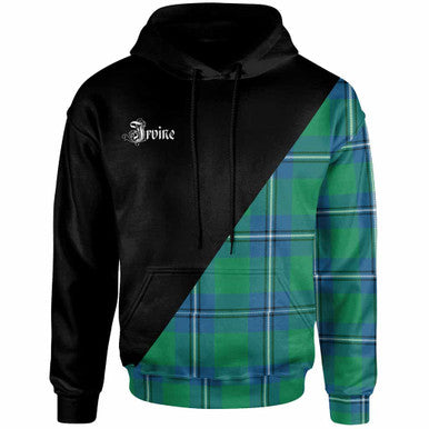 Scottish Irvine Clan Crest Tartan Hoodie - Military Logo Front Side Tartan Plaid
