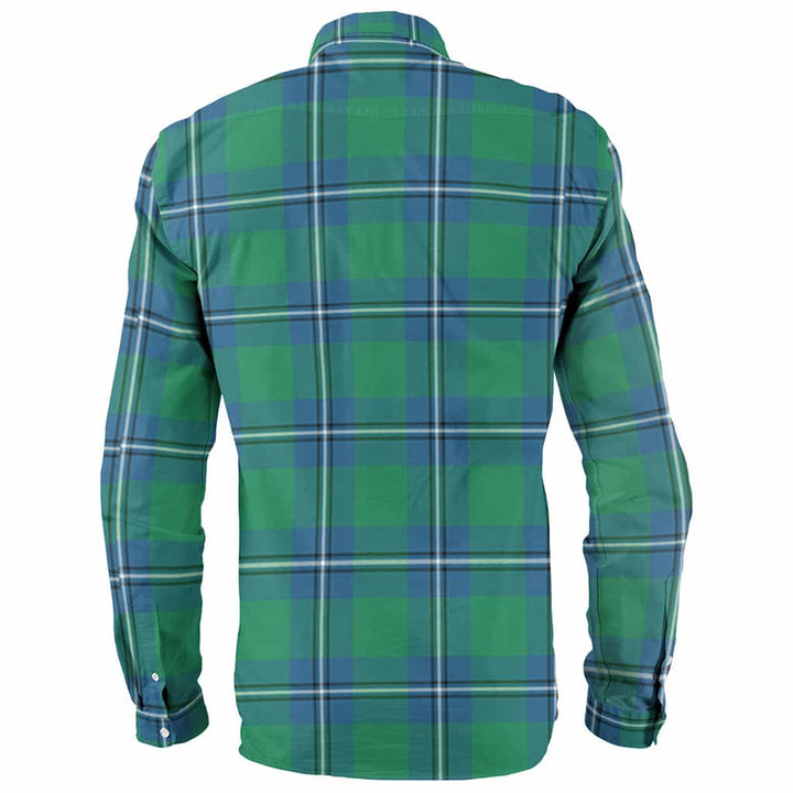 Scottish Irvine Clan Crest Tartan Long Sleeve Shirt Back Side Tartan Plaid