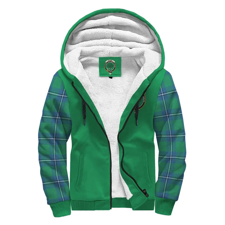 Scottish Irvine Clan Crest Tartan Plaid Sleeve Sherpa Hoodie
