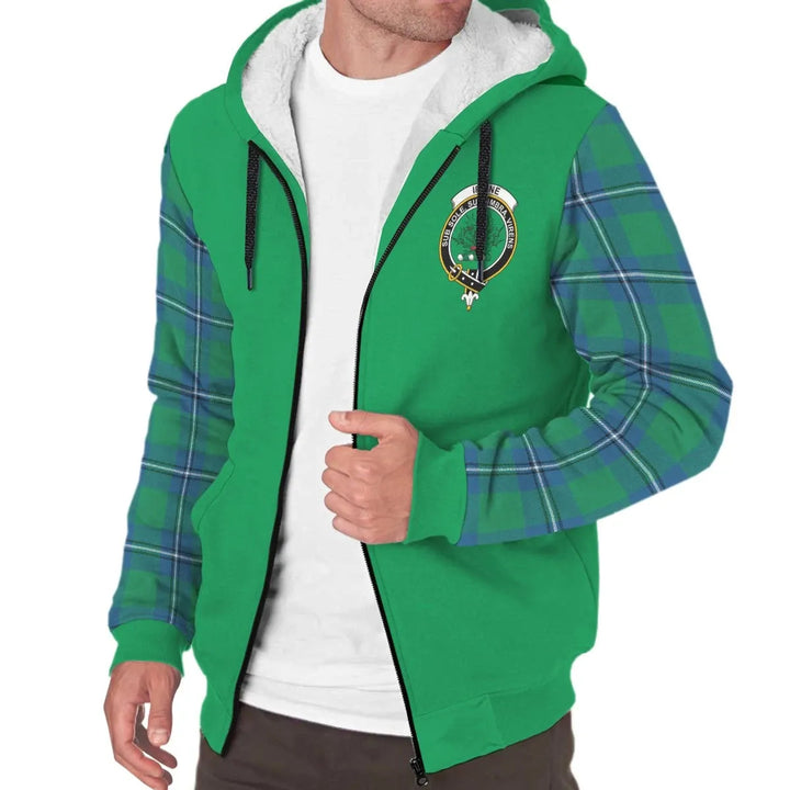 Scottish Irvine Clan Crest Tartan Plaid Sleeve Sherpa Hoodie