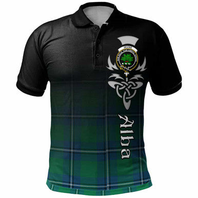 Scottish Irvine Clan Crest Tartan Polo Shirt - Alba Gu Brath Family Crest Celtic Inspired Front Side Tartan Plaid