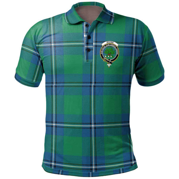 Scottish Irvine Clan Crest Tartan Polo Shirt Front Side Tartan Plaid