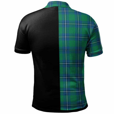 Scottish Irvine Clan Crest Tartan Polo Shirt - Half in Me Back Side Tartan Plaid