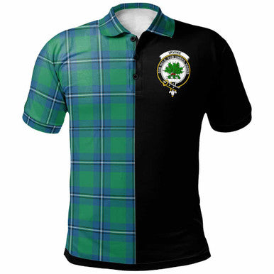 Scottish Irvine Clan Crest Tartan Polo Shirt - Half in Me Front Side Tartan Plaid