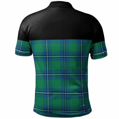 Scottish Irvine Clan Crest Tartan Polo Shirt - Horizontal Style Back Side Tartan Plaid