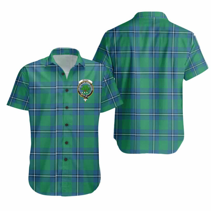 Scottish Irvine Clan Crest Tartan Short Sleeve Shirt Tartan Plaid