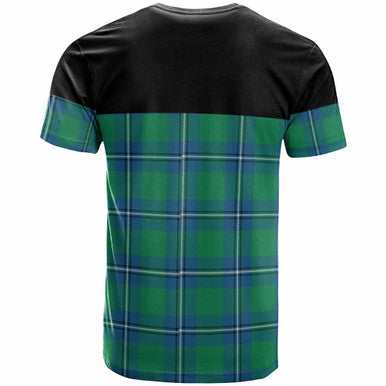 Scottish Irvine Clan Crest Tartan T-Shirt - Horizontal Style Back Side Tartan Plaid