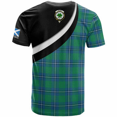 Scottish Irvine Clan Crest Tartan T-Shirt - Scotland Forever Style Back Side Tartan Plaid