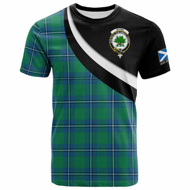 Scottish Irvine Clan Crest Tartan T-Shirt - Scotland Forever Style Front Side Tartan Plaid