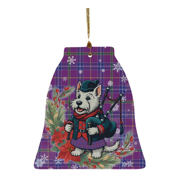 Scottish Jackson Clan Tartan Ceramic Ornament Cute Scottish Terrier Dog Bell Style Tartan Plaid