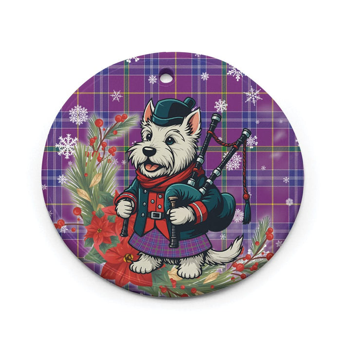 Scottish Jackson Clan Tartan Ceramic Ornament Cute Scottish Terrier Dog Circle Style Tartan Plaid
