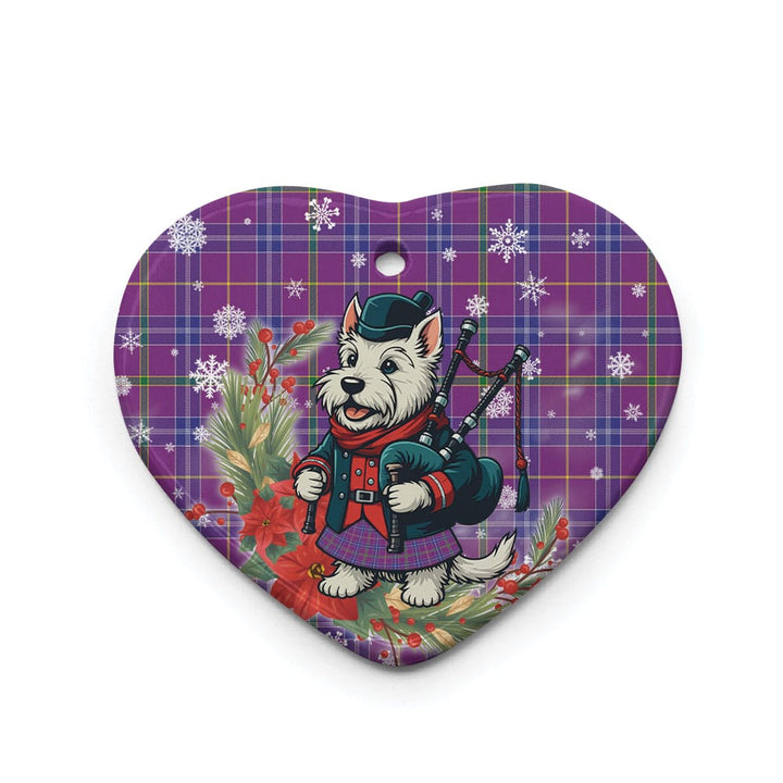 Scottish Jackson Clan Tartan Ceramic Ornament Cute Scottish Terrier Dog Heart Style Tartan Plaid