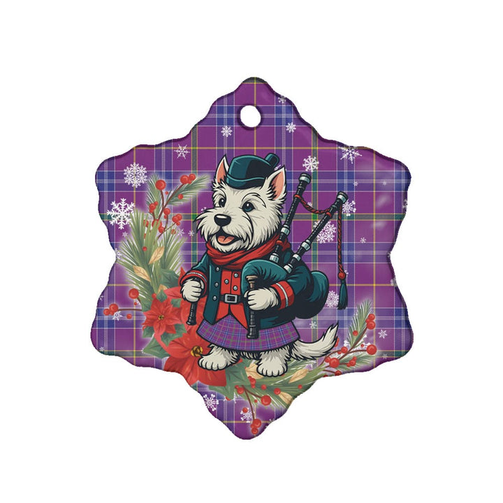 Scottish Jackson Clan Tartan Ceramic Ornament Cute Scottish Terrier Dog Snow Flake Style Tartan Plaid
