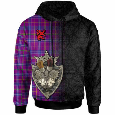 Scottish Jackson Clan Tartan Hoodie - Half Thistle Flowers Celtic Design Front Side Tartan Plaid