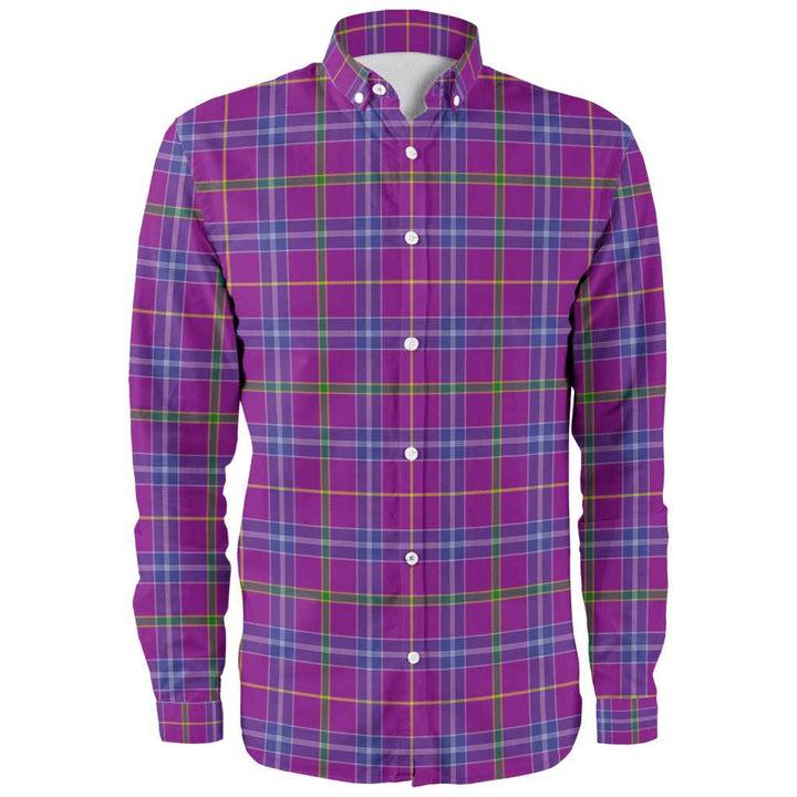 Scottish Jackson Clan Tartan Long Sleeve Shirt Front Side Tartan Plaid