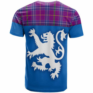 Scottish Jackson Clan Tartan T-Shirt - Lion Rampant of Scotland With Flag Back Side Tartan Plaid