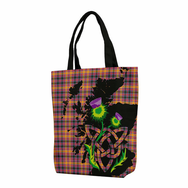 Scottish Jacobite Clan Tartan Canvas Bag With Shoulder Strap With Thistle Tartan Plaid 1