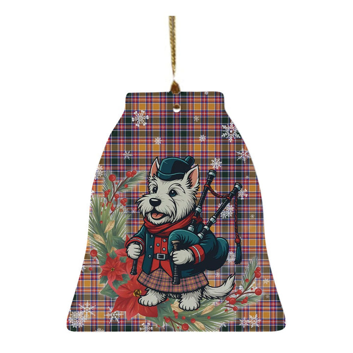 Scottish Jacobite Clan Tartan Ceramic Ornament Cute Scottish Terrier Dog Bell Style Tartan Plaid