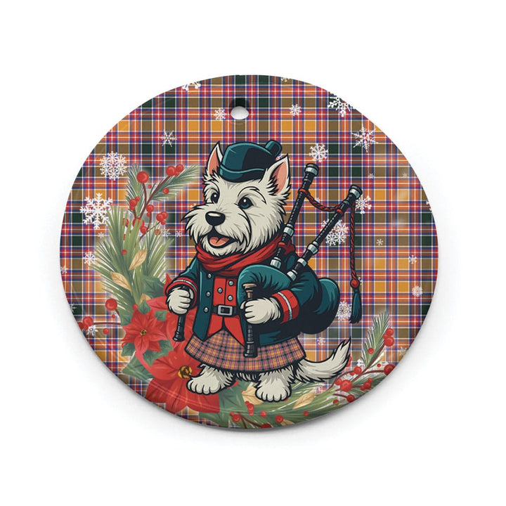 Scottish Jacobite Clan Tartan Ceramic Ornament Cute Scottish Terrier Dog Circle Style Tartan Plaid