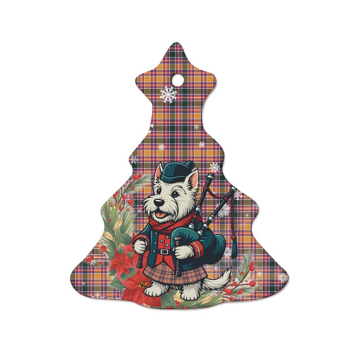 Scottish Jacobite Clan Tartan Ceramic Ornament Cute Scottish Terrier Dog Tree Style Tartan Plaid