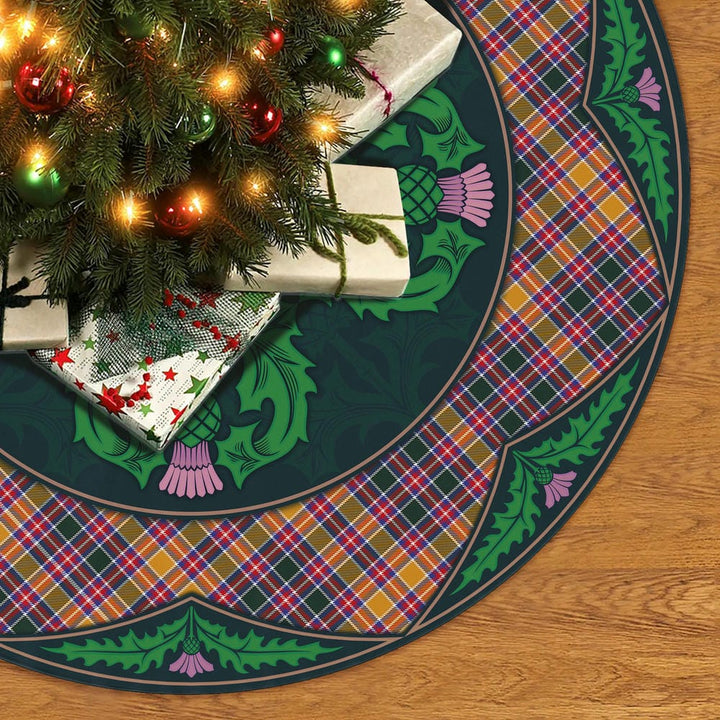 Scottish Jacobite Clan Tartan Christmas Tree Skirt Old Scottish Thistle Flower No Tassels Tartan Plaid 2