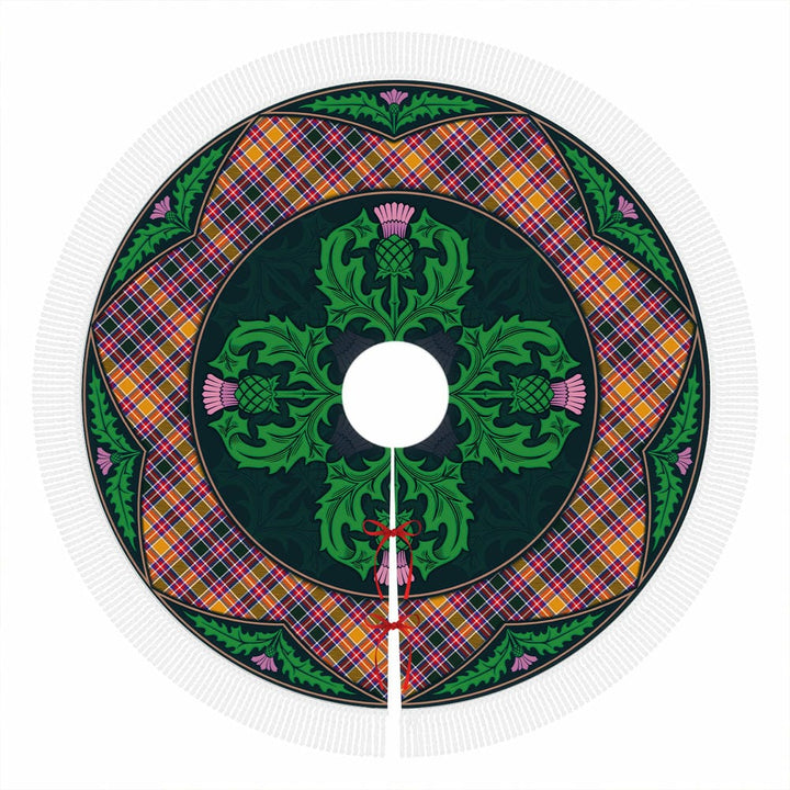Scottish Jacobite Clan Tartan Christmas Tree Skirt Old Scottish Thistle Flower Tassels Tartan Plaid 1