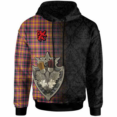 Scottish Jacobite Clan Tartan Hoodie - Half Thistle Flowers Celtic Design Front Side Tartan Plaid