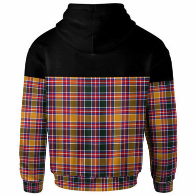 Scottish Jacobite Clan Tartan Hoodie - Horizontal Style Back Side Tartan Plaid