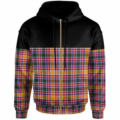 Scottish Jacobite Clan Tartan Hoodie - Horizontal Style Zip Tartan Plaid