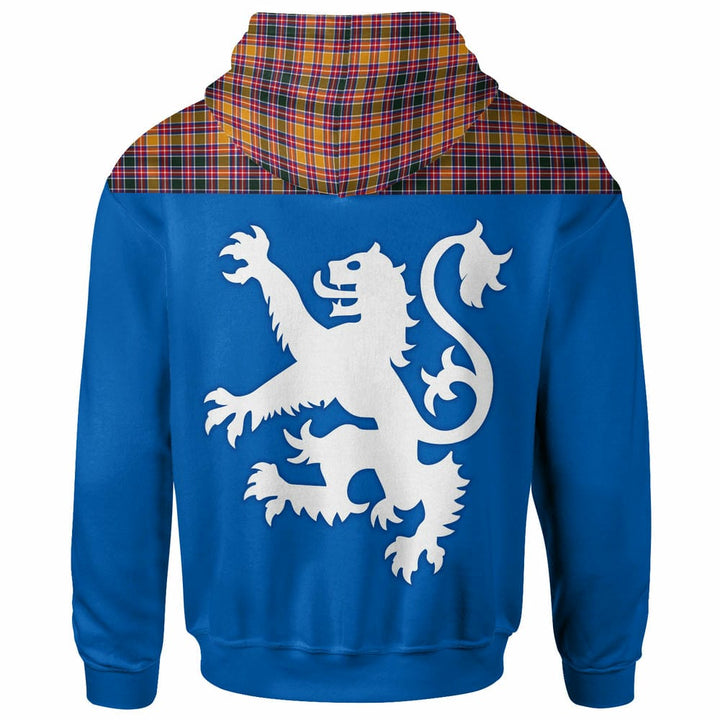 Scottish Jacobite Clan Tartan Hoodie - Lion Rampant of Scotland With Flag back Side Tartan Plaid