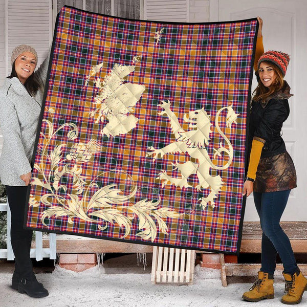 Scottish Jacobite Clan Tartan Quilt Rampant Lion with Thistle Tartan Plaid 2