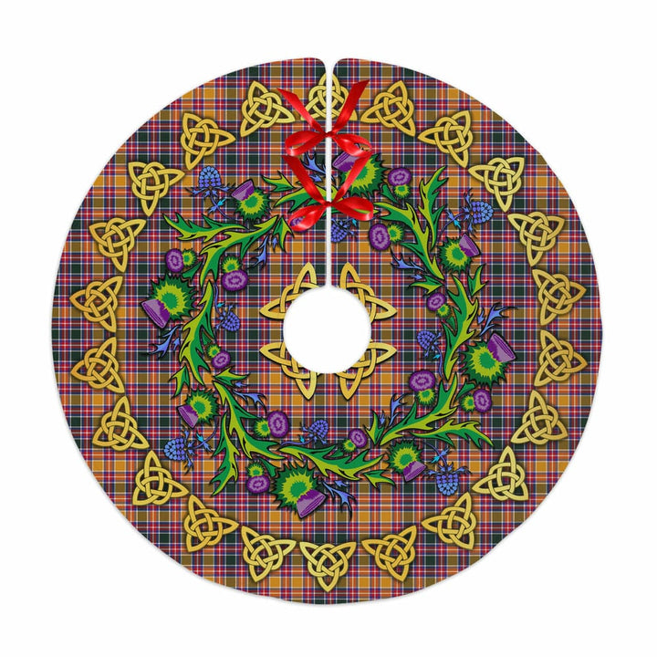 Scottish Jacobite Clan Tartan Thistle Celtic Knot Christmas Tree Skirt No Tassels Tartan Plaid 1