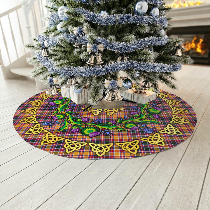Scottish Jacobite Clan Tartan Thistle Celtic Knot Christmas Tree Skirt No Tassels Tartan Plaid 3