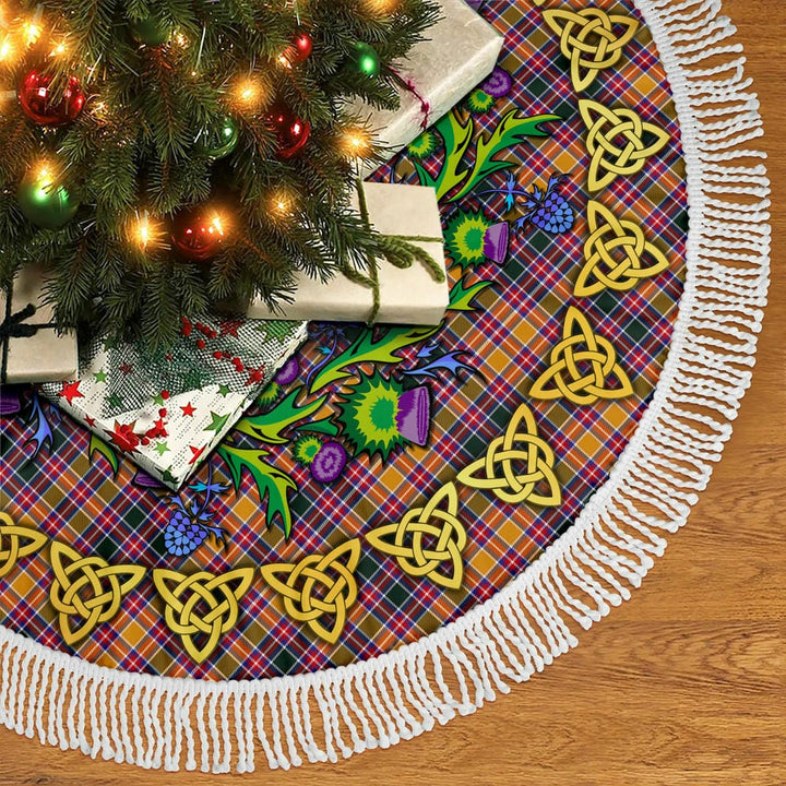 Scottish Jacobite Clan Tartan Thistle Celtic Knot Christmas Tree Skirt Tassels Tartan Plaid 2