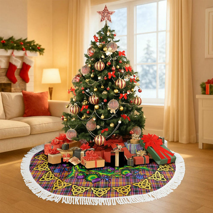 Scottish Jacobite Clan Tartan Thistle Celtic Knot Christmas Tree Skirt Tassels Tartan Plaid 3