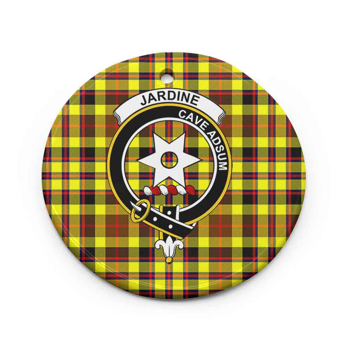Scottish Jardine Clan Crest Tartan Ceramic Ornament Circle Shape Tartan Plaid