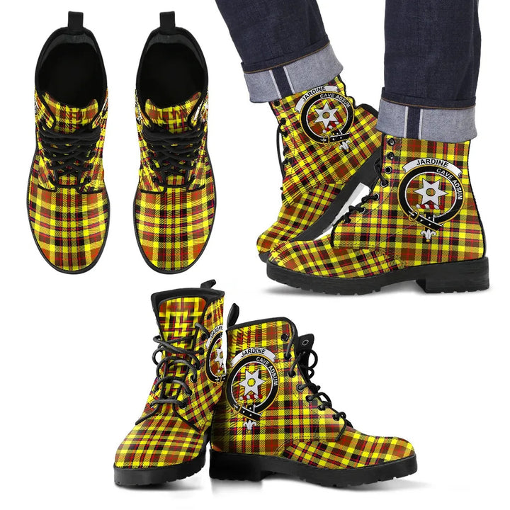Scottish Jardine Clan Crest Tartan Leather Boots