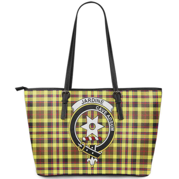 Scottish Jardine Clan Crest Tartan Leather Tote Tartan Plaid
